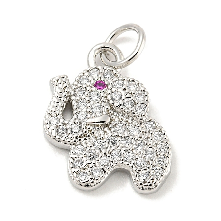Rack Plating Brass Micro Pave Clear Cubic Zirconia Pendants KK-B093-02A-P-1