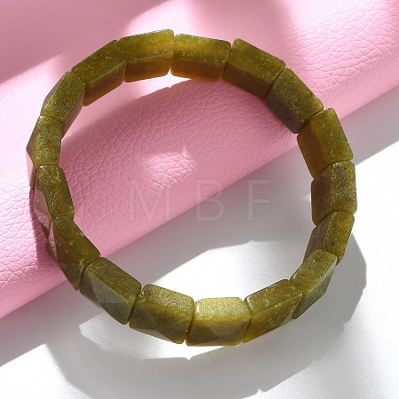 Square Natural Southern Jade Beads Stretch Bracelets for Women Men BJEW-C097-06R-1