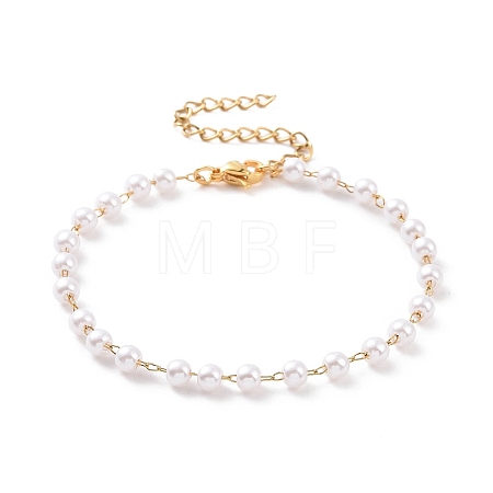 Round Plastic Imitation Pearl Beaded Bracelets BJEW-E054-08G-1