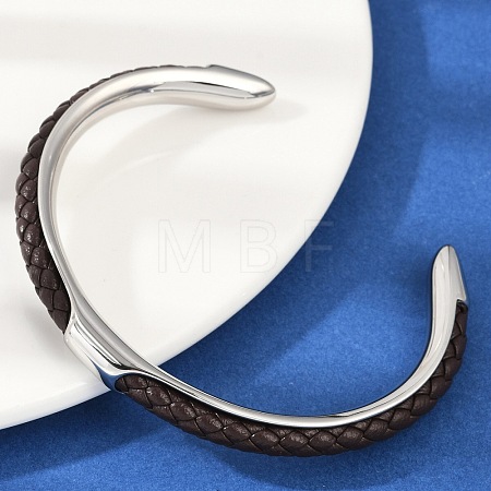 304 Stainless Steel Microfiber Leather Cord Cuff Bangles BJEW-D304-14P-02-1