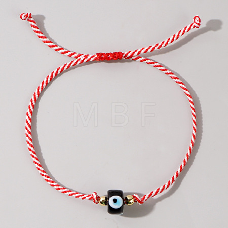 Adjustable Glass Evil Eye Braided Bead Bracelets for Men and Women PI2315-8-1