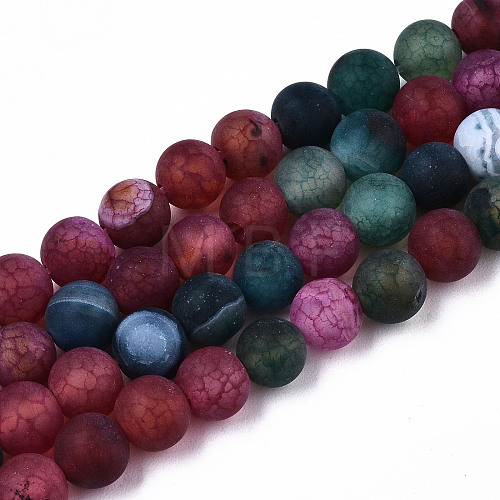 Natural Crackle Agate Beads Strands G-S373-002G-6mm-1