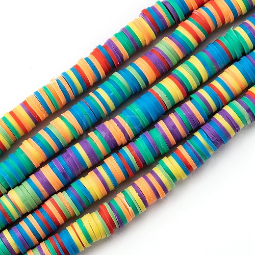 Handmade Polymer Clay Beads Strands CLAY-R089-8mm-T031-1