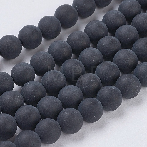 Natural Black Agate Beads Strands X-G-G447-4A-1
