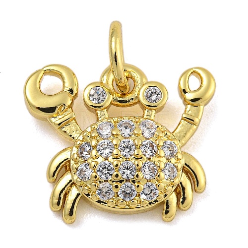 Marine Theme Rack Plating Brass Micro Pave Cubic Zirconia Pendants KK-I718-28G-02-1