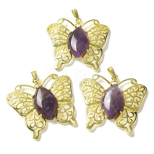 Natural Amethyst Pendants G-M288-01G-14-1