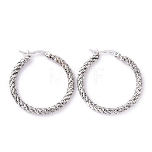304 Stainless Steel Twist Rope Hoop Earrings for Women EJEW-G298-05P-1