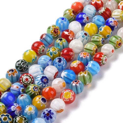 Handmade Millefiori Glass Beads Strands LK16-1