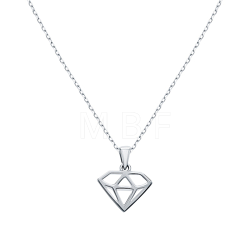 S925 Sterling Silver Geometric Diamond Shape Necklaces for Women Daily Wear DY7121-2-1