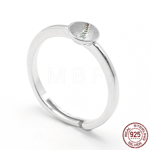 Anti-Tarnish Rhodium Plated 925 Sterling Silver Finger Ring Components STER-E060-15P-1