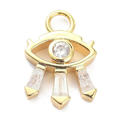 Brass Micro Pave Clear Cubic Zirconia Pendants ZIRC-P085-13G-1