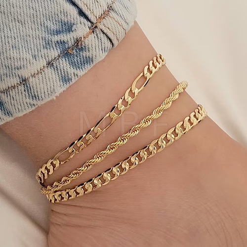 3Pcs Alloy Chain Anklets Sets WGDACCB-03-1