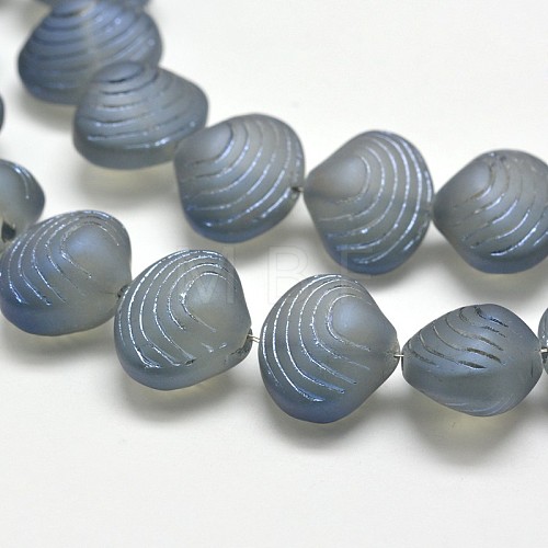 Frosted Electroplate Glass Shell Beads Strands EGLA-M002-B01-1