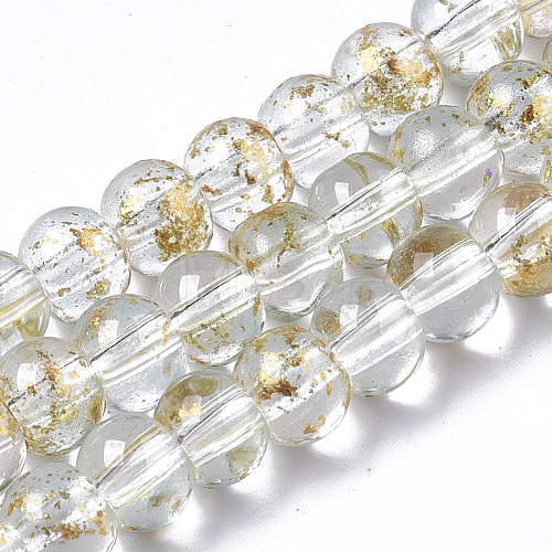 Transparent Spray Painted Glass Bead Strands GLAA-N035-03A-B09-1