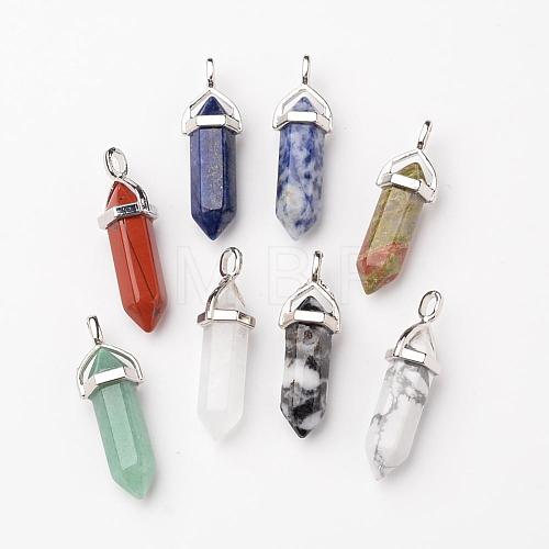 Natural Mixed Gemstone Double Terminated Pointed Pendants G-F295-04-1