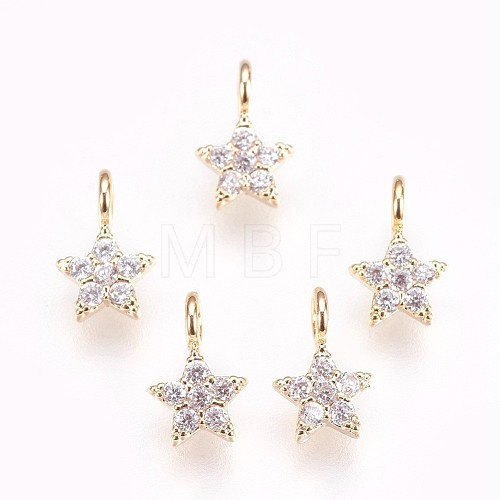 Brass Micro Pave Cubic Zirconia Charms KK-P157-07G-NF-1