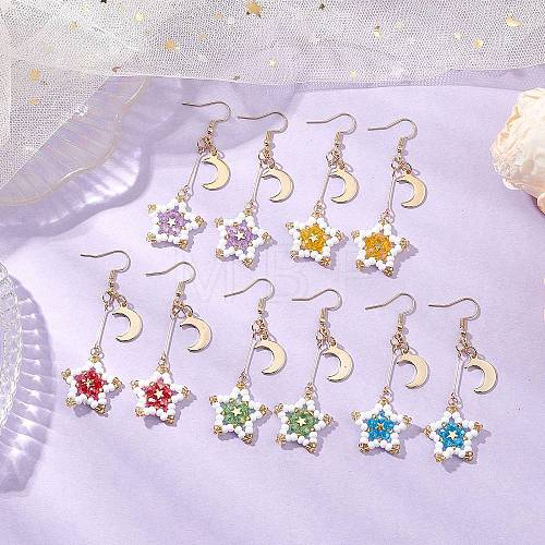 304 Stainless Steel Glass Dangle Earrings EJEW-MZ00375-1