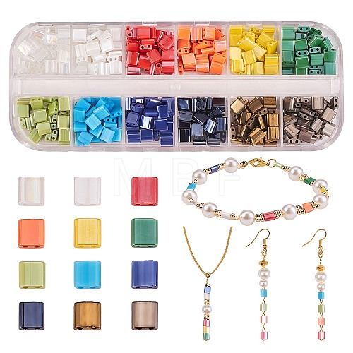 480Pcs 12 Colors 2-Hole Glass Seed Beads SEED-SZ0001-015-1