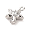 Marine Animal Theme Platinum  Brass Micro Pave Clear Cubic Zirconia Pendants KK-U031-01P-06-2