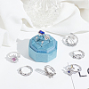 8Pcs 8 Style Flower & Butterfly & Diamond Rhinestone Rotating Open Cuff Rings Set with Glass RJEW-AN0001-12-5