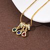 Brass Pave Colorful Cubic Zirconia Pendant Box Chain Adjustable Slider Necklaces NJEW-D348-03D-G-3