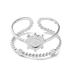 Tarnish Resistant 304 Stainless Steel Open Cuff Ring Components X-STAS-F301-03P-3