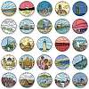 Travel Theme Round Dot PVC Scenery Sticker Rolls STIC-PW0011-04-3