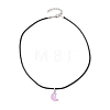 Glass Crescent Moon Pendant Necklaces NJEW-JN04579-04-4