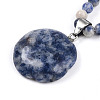 Natural Blue Spot Jasper 4.5mm Round Beaded Flower Pendant Necklaces NJEW-T016-04D-5