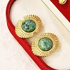 304 Stainless Steel Natural African Turquoise(Jasper) Stud Earrings EJEW-G421-02G-01-3