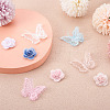 Beadthoven 24Pcs 12 Style 3D Rose Organgza Lace Embroidery & Butterfly Ornament Accessories DIY-BT0001-48-15