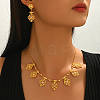 Vintage Ethnic Style Alloy Zircon Hollow Floral Filigree Charm Necklace & Stud Earring Sets for Women JI8843-4