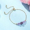 Round Natural Amethyst Beaded Bracelats BJEW-JB12806-02-1