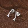 925 Sterling Silver Clear Cubic Zirconia Stud Earrings EJEW-Q032-01E-P-3