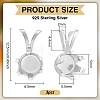 3Pcs 925 Sterling Silver Pendant Cabochon Settings STER-BC0003-73P-2