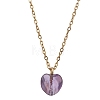 Natural Red Amethyst Heart Pendant 304 Stainless Steel Cable Chain Necklaces for Women NJEW-JN05796-01-2