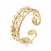 304 Stainless Steel Curb Chain Open Cuff Ring RJEW-T023-92P-3