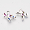 Brass Cubic Zirconia Slide Charms ZIRC-S063-01K-P-2