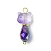 Cat Shapes Glass Links Connector Charms PALLOY-JF03240-3