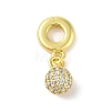Rack Plating Brass Micro Pave Clear Cubic Zirconia European Dangle Charms KK-S380-25G-1