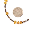 Natural Amber Chip and Faceted Round Tiger Eye Beaded Necklaces NJEW-JN05880-3