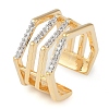 Hexagon Brass Micro Pave Clear Cubic Zirconia Multi-layer Open Cuff Ring for Women RJEW-Q819-17G-1