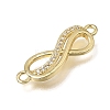Brass Micro Pave Clear Cubic Zirconia Connector Charms KK-CBAA632-33G-2