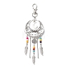 Woven Net/Web with Feather Tibetan Style Alloy Pendant Decorations HJEW-JM00812-3