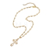 Alloy Cross Pendant Brass Heart Link Chain Necklaces for Women NJEW-JN05617-5