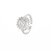 Non-Tarnish 304 Stainless Steel Flat Round with Initial Letter Open Cuff Ring for Men Women RJEW-S405-246P-Z-3
