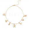 Summer Beach Theme Brass Paperclip chain Necklaces for Women NJEW-WH20004-11G-1