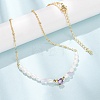Natural Lavender Amethyst Chip and Rice Natural Pearl Beaded Necklaces GG-CBA3297-15G-F-3