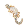 Lizard Alloy Crystal AB Rhinestone Brooches with Resin JEWB-I034-26G-01-1