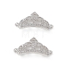 Brass Micro Pave Clear Cubic Zirconia Connetor Charms KK-E068-VB046-2